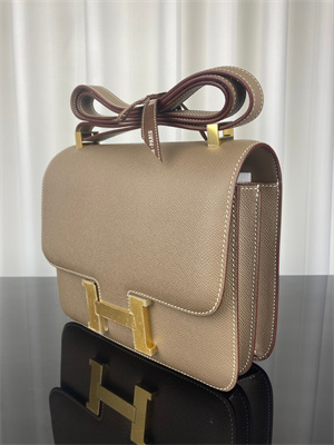Constance Bag Epsom Leather 24CM Gold/Silver Tone Metal In Etoupe Color HS