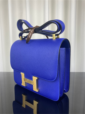 Constance Bag Epsom Leather 24CM Gold/Silver Tone Metal In Blue Electric Color HS