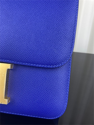 Constance Bag Epsom Leather 24CM Gold/Silver Tone Metal In Blue Electric Color HS