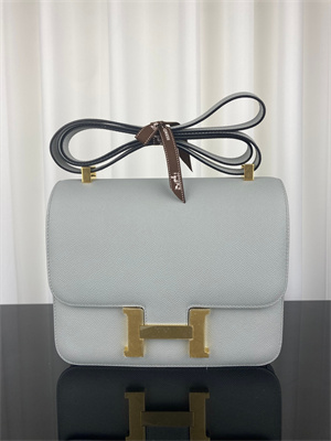 Constance Bag Epsom Leather 24CM Gold/Silver Tone Metal In Gris Mouette Color HS