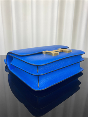 Constance Bag Epsom Leather 24CM Gold/Silver Tone Metal In Bleu Hydra Color HS