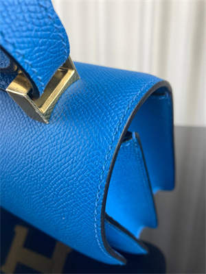 Constance Bag Epsom Leather 24CM Gold/Silver Tone Metal In Bleu Zanzibar Color HS