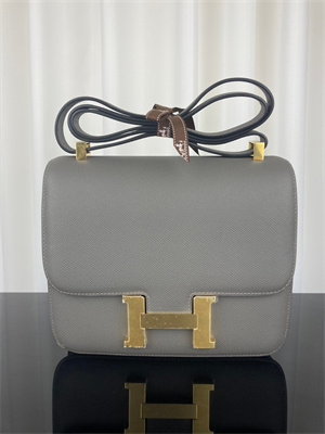 Constance Bag Epsom Leather 24CM Gold/Silver Tone Metal In Etain Color HS