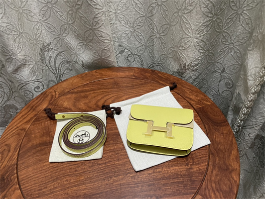 Constance SLIM Wallet With Strap Epsom Leather Gold Tone Metal In Yellow Color HS