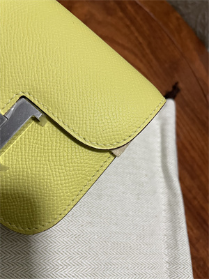 Constance SLIM Wallet With Strap Epsom Leather Silver Tone Metal In Yellow Color HS