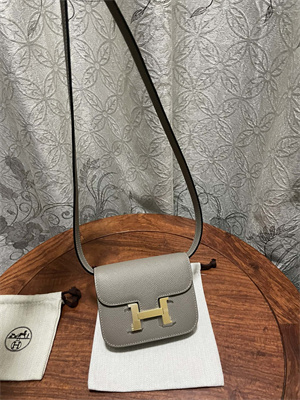 Constance SLIM Wallet With Strap Epsom Leather Gold Tone Metal In Grey Color HS