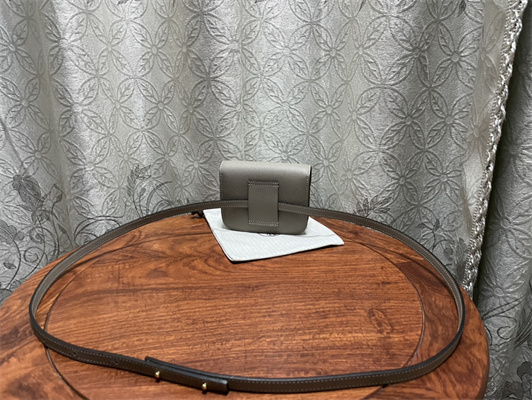 Constance SLIM Wallet With Strap Epsom Leather Gold Tone Metal In Grey Color HS