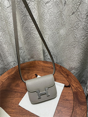 Constance SLIM Wallet With Strap Epsom Leather Silver Tone Metal In Grey Color HS