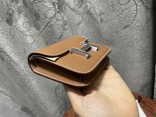 Constance SLIM Wallet With Strap Epsom Leather Silver Tone Metal In Gold Color HS