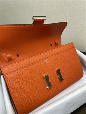 Constance To Go Wallet Epsom Leather Silver Tone Metal In Orange Color HS