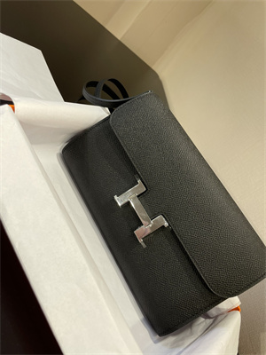 Constance To Go Wallet Epsom Leather Silver Tone Metal In Black Color HS