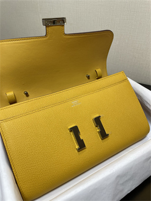 Constance To Go Wallet Epsom Leather Silver Tone Metal In Jaune Amber Color HS