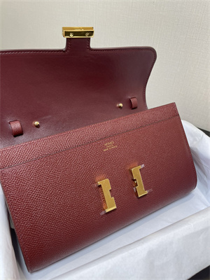 Constance To Go Wallet Epsom Leather Gold Tone Metal In Bordeaux Color HS