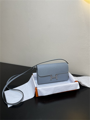 Constance To Go Wallet Epsom Leather Silver Tone Metal In Bleu Lin Color HS