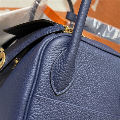 Lindy Bag Taurillon Clemence Leather 26/30CM Gold Tone Metal In Bleu Saphir Color HS