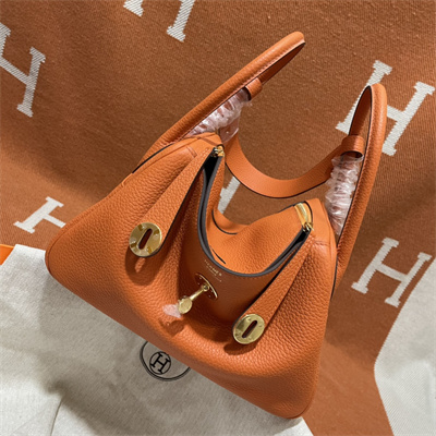 Lindy Bag Taurillon Clemence Leather 26/30CM Gold Tone Metal In Orange Color HS