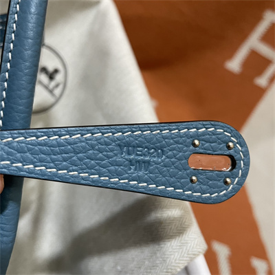 Lindy Bag Taurillon Clemence Leather 26/30CM Silver Tone Metal In Blue Jean Color HS