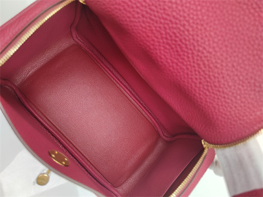 Lindy Bag Taurillon Clemence Leather 26/30CM Gold/Silver Tone Metal In Burgundy Color HS