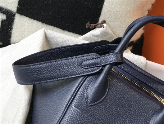 Lindy Bag Calfskin Leather 26/30CM Gold/Silver Tone Metal In Navy Color