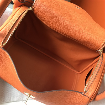 Lindy Bag Calfskin Leather 26/30CM Gold/Silver Tone Metal In Orange Color