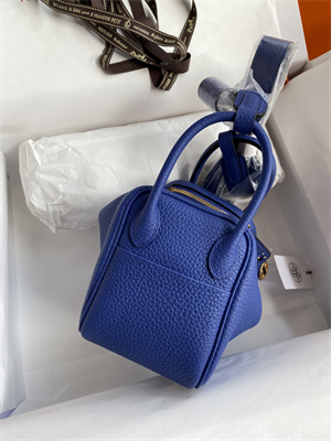 Lindy Mini Bag Taurillon Clemence Leather Gold/Silver Tone Metal In Blue Electric Color HS
