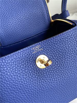 Lindy Mini Bag Taurillon Clemence Leather Gold/Silver Tone Metal In Blue Electric Color HS