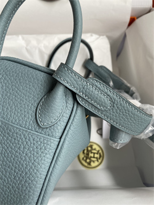 Lindy Mini Bag Taurillon Clemence Leather Gold/Silver Tone Metal In Azure Blue Color HS