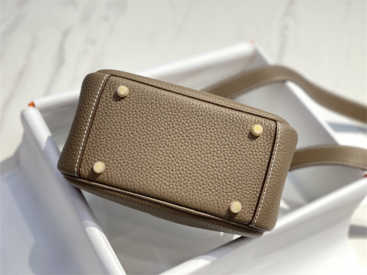 Lindy Mini Bag Calfskin Leather Gold/Silver Tone Metal In Etoupe Color