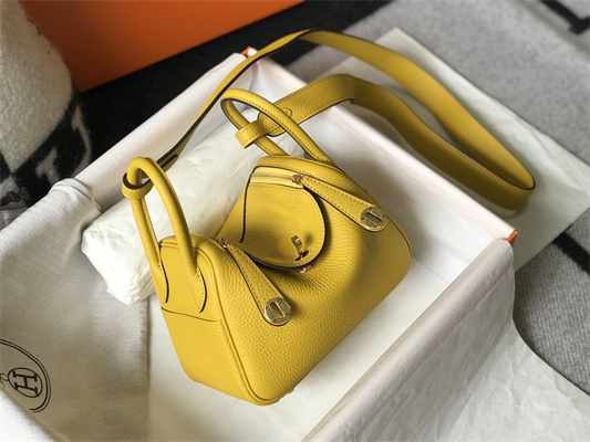 Lindy Mini Bag Calfskin Leather Gold/Silver Tone Metal In Jaune Amber Color