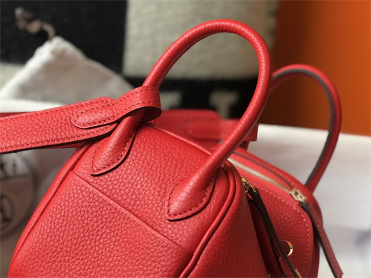 Lindy Mini Bag Calfskin Leather Gold/Silver Tone Metal In Red Color