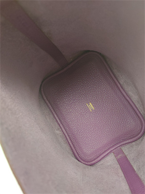 Picotin Lock Bag Togo Leather 18/22CM Gold/Silver Tone Metal In Anemone Color HS