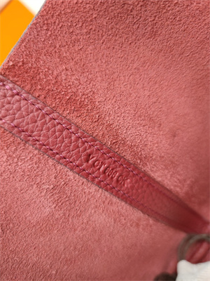 Picotin Lock Bag Togo Leather 18/22CM Gold/Silver Tone Metal In Burgundy Color HS