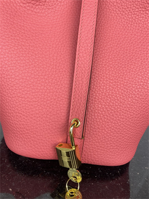Picotin Lock Bag Taurillon Clemence Leather 18/22CM Gold/Silver Tone Metal In Rose Lipsur Color HS