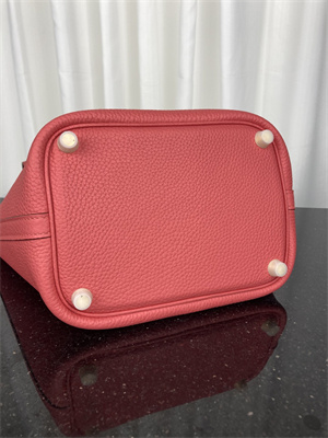 Picotin Lock Bag Taurillon Clemence Leather 18/22CM Gold/Silver Tone Metal In Rose Lipsur Color HS