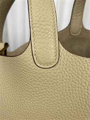 Picotin Lock Bag Taurillon Clemence Leather 18/22CM Gold/Silver Tone Metal In Trench Color HS