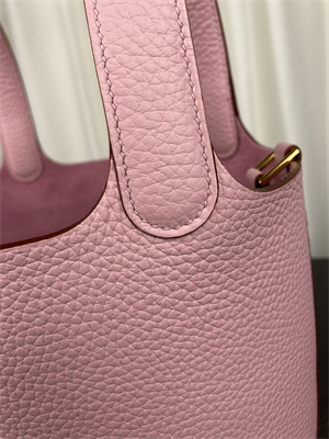 Picotin Lock Bag Taurillon Clemence Leather 18/22CM Gold/Silver Tone Metal In Sauve Sylvestre Color HS