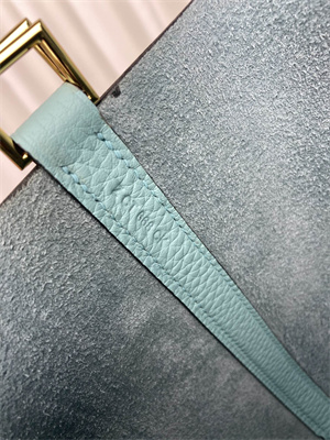 Picotin Lock Bag Taurillon Clemence Leather 18/22CM Gold/Silver Tone Metal In Blue Atoll Color HS