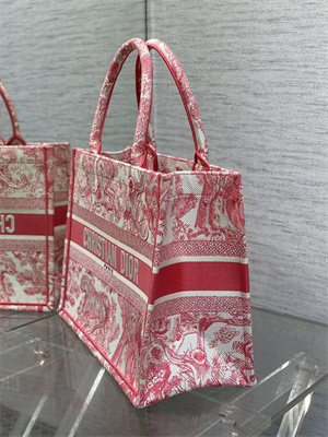 CD Medium Book Tote Toile de Jouy Embroidery Pink