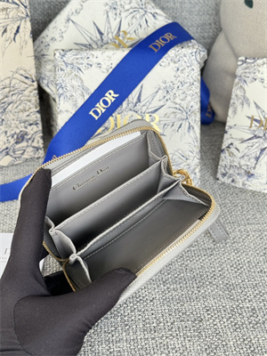 cd caro zippy card holder S*pple cannage calfskin grey color s5034