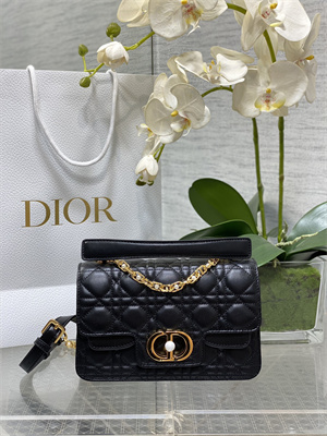 CD Small Jolie Top Handle Bag Cannage Calfskin Black