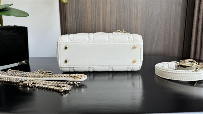 cd mini lady D*or bag two tones cannage lambskin gold tone metal latte and black