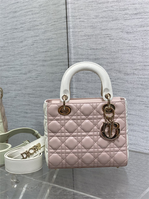 cd small lady di.or my abcD*or bag two tones cannage lambskin gold tone metal pink and latte