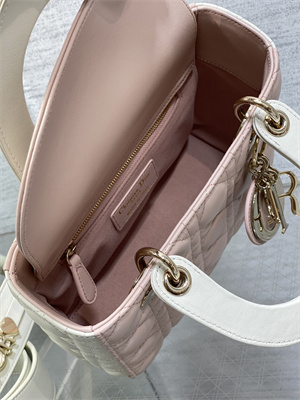 cd small lady di.or my abcD*or bag two tones cannage lambskin gold tone metal pink and latte