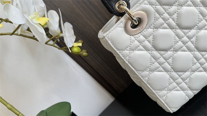 cd small lady di.or my abcD*or bag two tones cannage lambskin gold tone metal latte and black