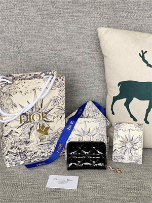 cd  voyageur small coin purse S*pple cannage patent calfskin black s0985