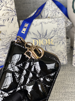 cd  voyageur small coin purse S*pple cannage patent calfskin black s0985