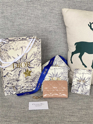 cd voyageur small coin purse S*pple cannage patent calfskin nude pink s0985