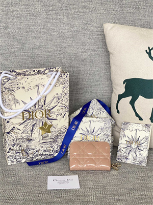 cd voyageur small coin purse S*pple cannage patent calfskin nude pink s0985