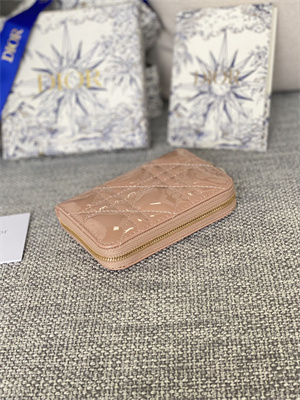 cd voyageur small coin purse S*pple cannage patent calfskin nude pink s0985