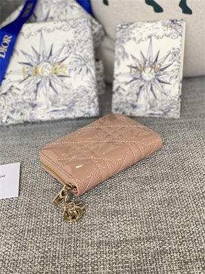 cd voyageur small coin purse S*pple cannage patent calfskin nude pink s0985